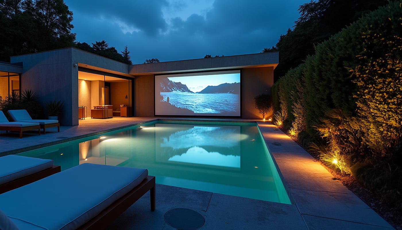 Außenkino am Pool